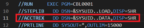 Figure 13. Error in id.JCL(CBL0003J).jcl